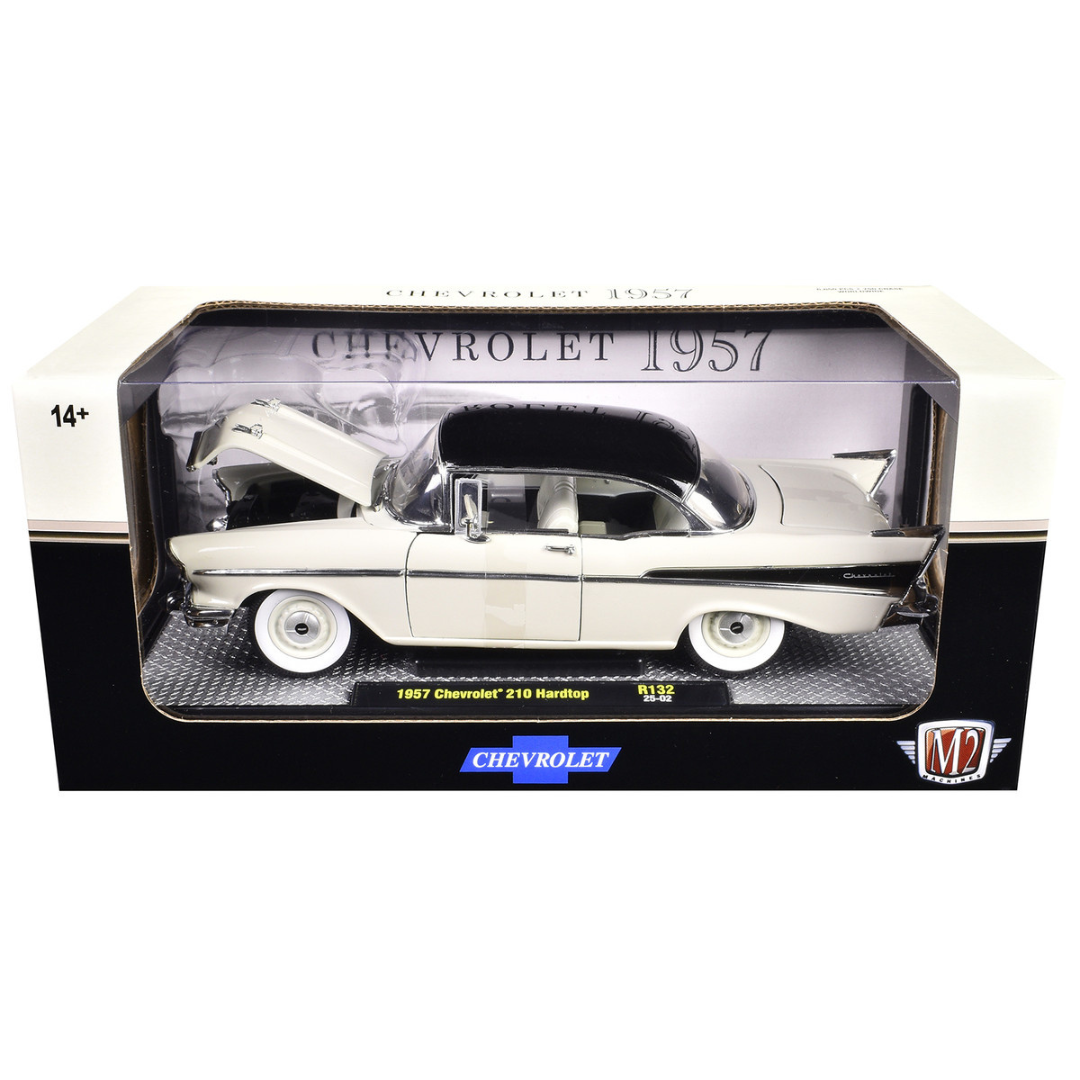 1957 Chevrolet 210 Hardtop White with a Black Top and White and Black Interior Limited Edition to 6650 pieces Worldwide 1/24 Diecast Model Car