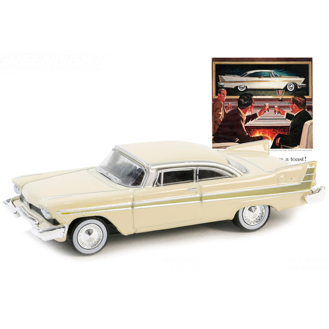 1957 Plymouth Fury Beige with Gold Metallic Stripes "Vintage Ad Cars" Series 10 1/64 Diecast Model Car