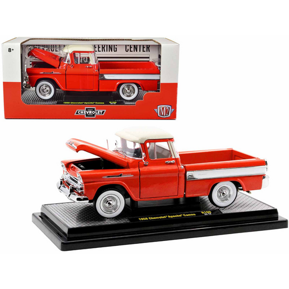 1958-chevrolet-apache-cameo-pickup-truck-cardinal-red-1-24-diecast