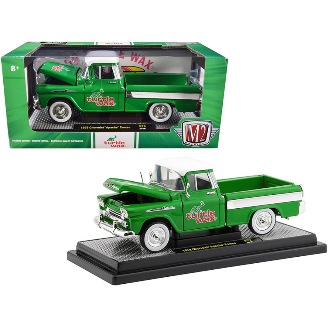 1958-chevrolet-apache-cameo-pickup-truck-green-turtle-wax-1-24-diecast