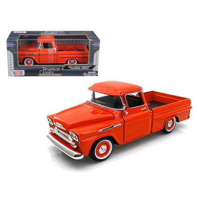 1958 Chevrolet Apache Fleetside Pickup Truck Orange 1/24 Diecast Model Car