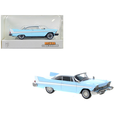 1958 Plymouth Fury Light Blue with White Top 1/87 (HO) Scale Model Car