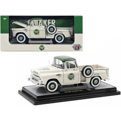1958-gmc-stepside-pickup-truck-light-beige-with-green-top-quaker-state-limited-edition-to-6650-pieces-worldwide-1-24-diecast-model-car-by-m2-machines