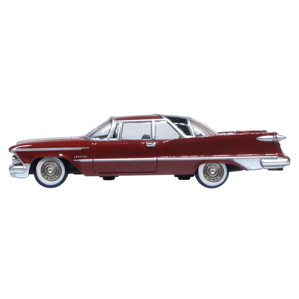 1959 Chrysler Imperial Crown 2 Door Hardtop Radiant Red with Black Top 1/87 (HO) Scale Diecast Model Car by Oxford Diecast