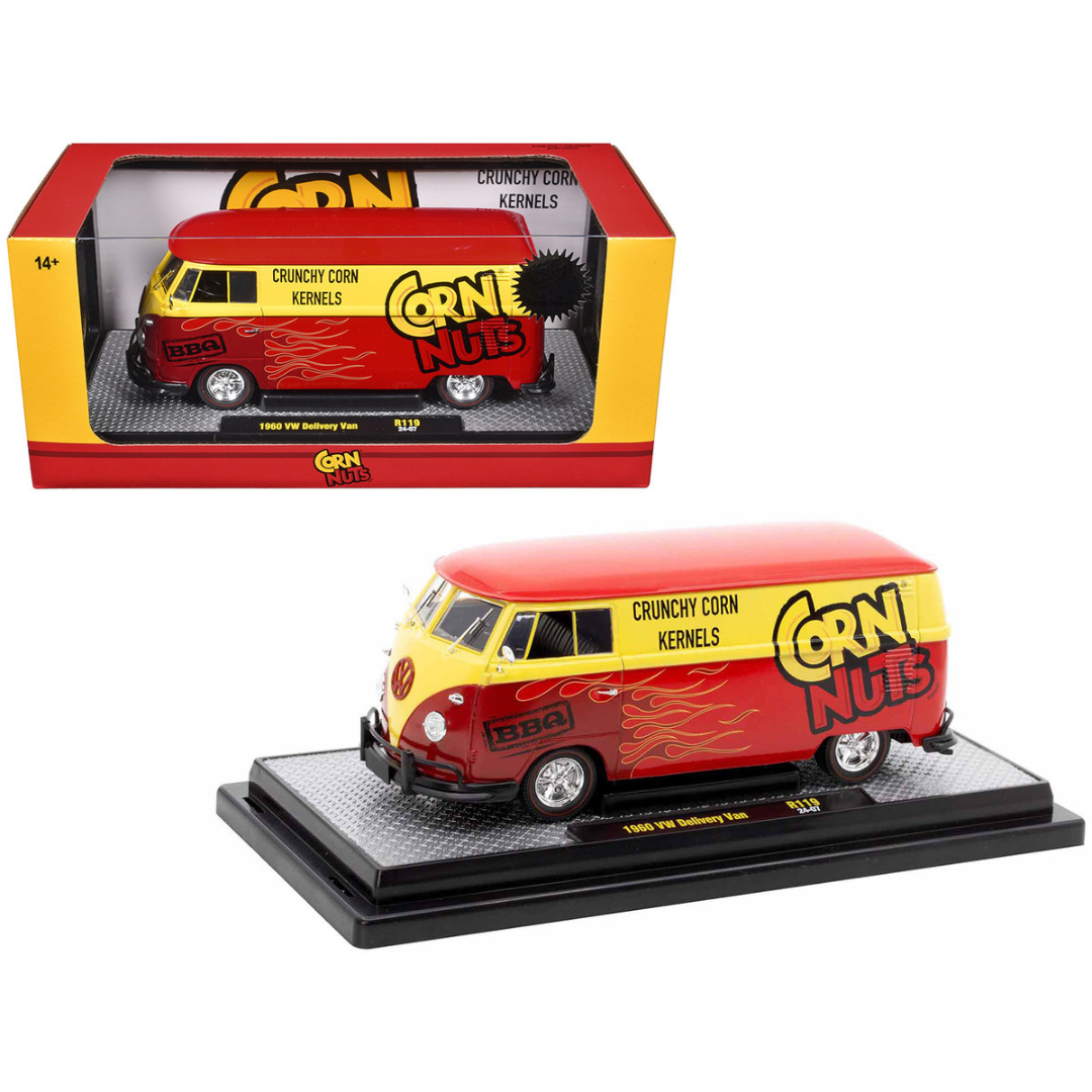 1960 Volkswagen Delivery Van Red and Yellow "Corn Nuts BBQ" Limited Edition 1/24 Diecast Model Car