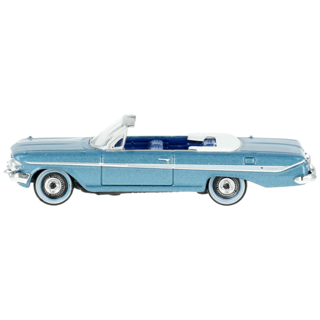 1961 Chevrolet Impala Convertible Jewel Blue Metallic 1/87 (HO) Scale Diecast Model Car by Oxford Diecast