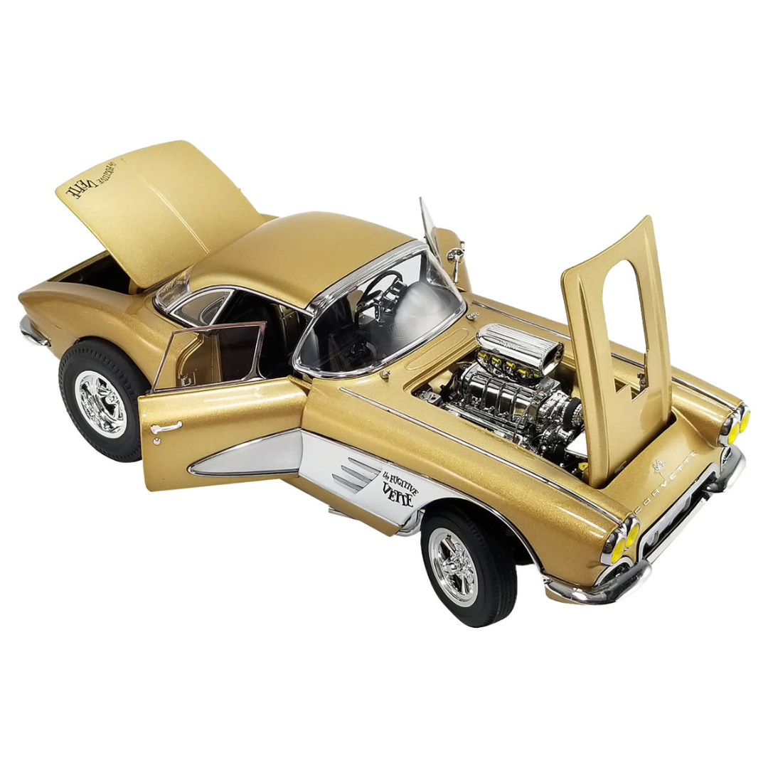 1961 Chevrolet Corvette Gasser "Rat Fink's The Fugitive Vette" Gold Metallic Limited Edition 1/18 Diecast Model Car