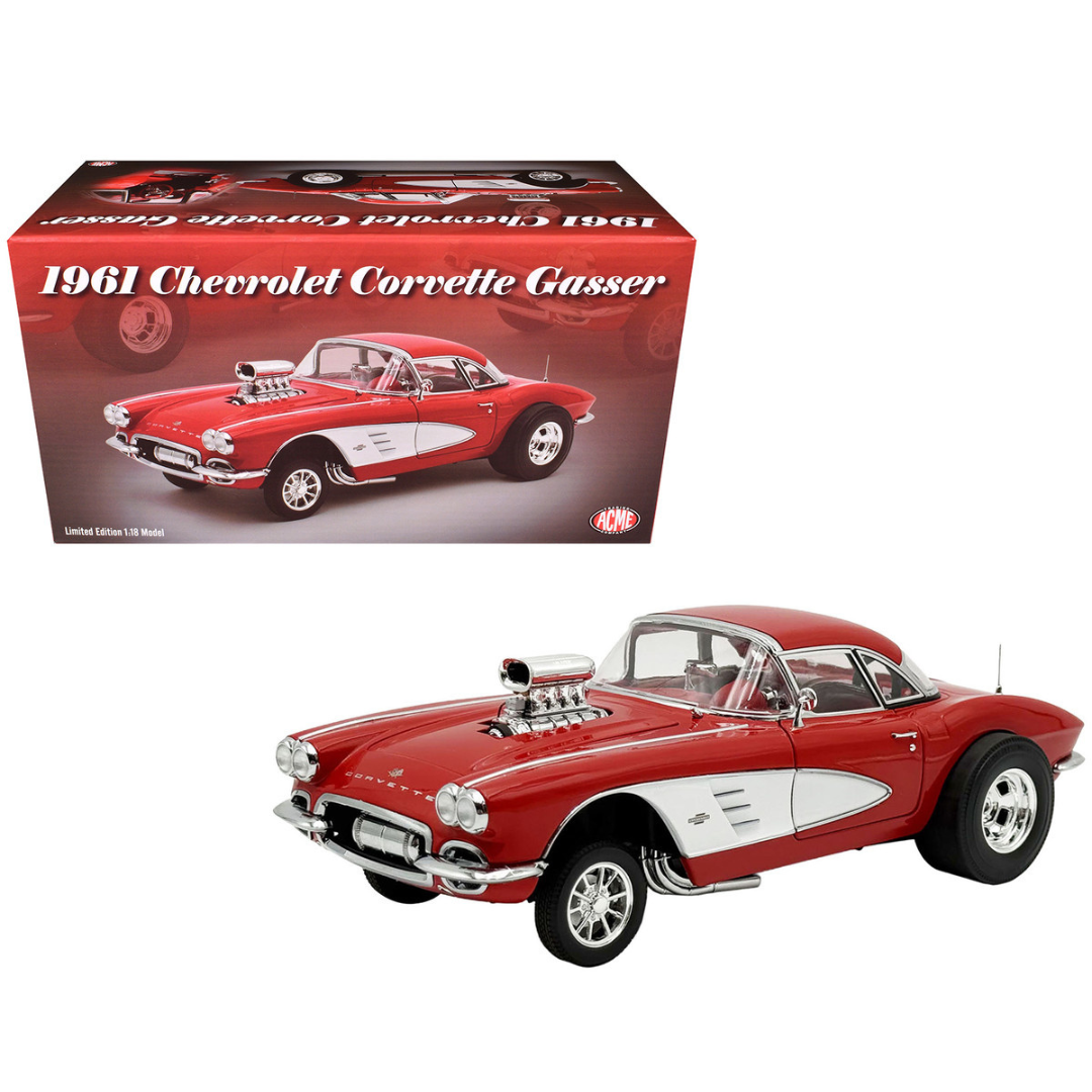 1961 Chevrolet Corvette Gasser Roman Red with Red Interior Limited Edition to 300 pieces Worldwide 1/18 Diecast Model Car