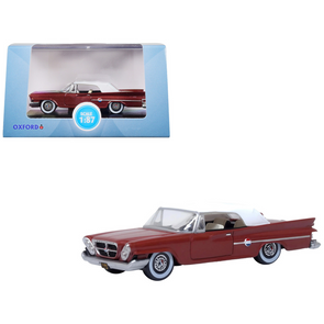 1961 Chrysler 300 Convertible (Closed Top) Cinnamon Brown Metallic with White Top 1/87 (HO) Scale Diecast Model Car