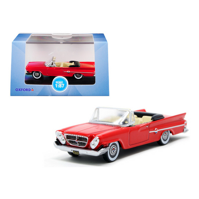 1961 Chrysler 300 Convertible Mardi Gras Red 1/87 (HO) Scale Diecast Model Car by Oxford Diecast