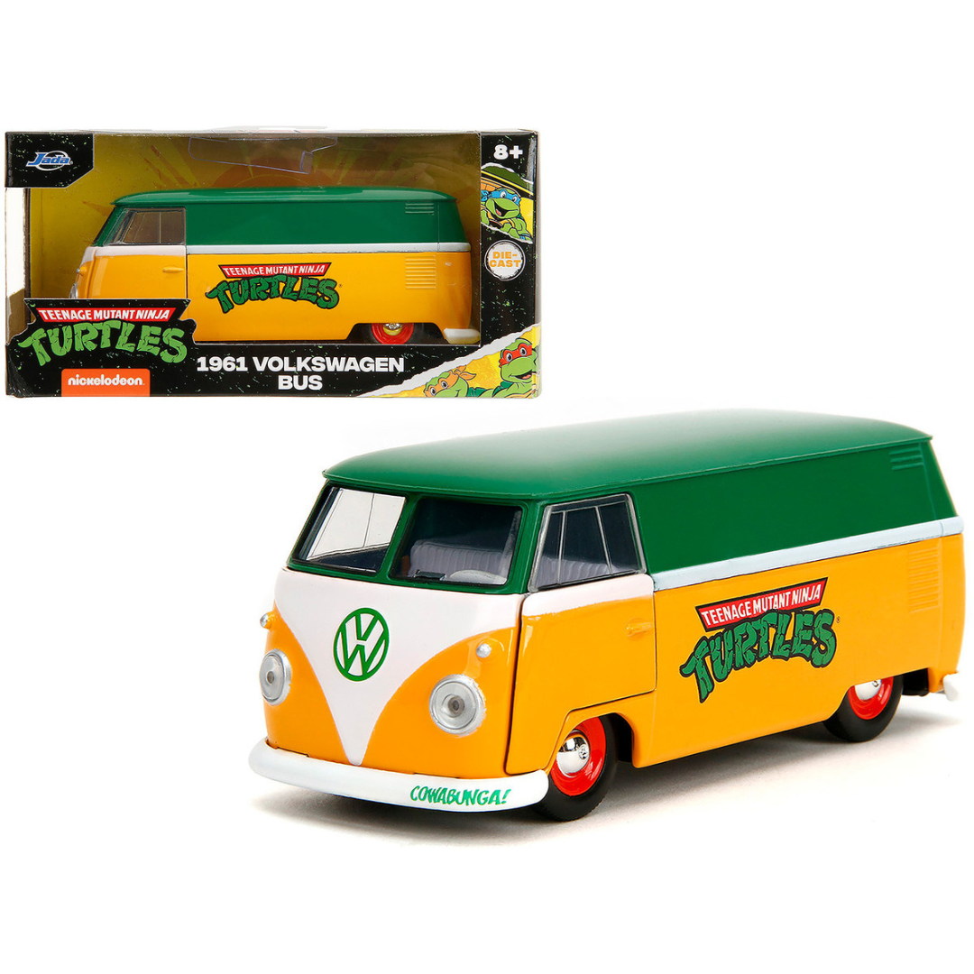 1961 Volkswagen Bus "Teenage Mutant Ninja Turtles" Green and Yellow with White Interior "Hollywood Rides" Series 1/32 Diecast Model Car