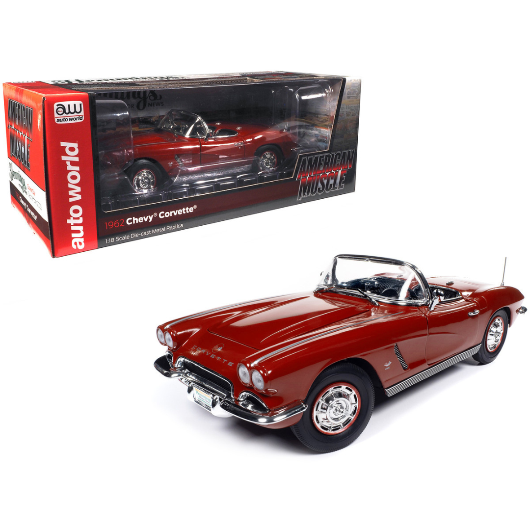 1962 Chevrolet Corvette Convertible Honduras Maroon Metallic "Hemmings Motor News September 2022 Cover Car" "American Muscle" Series 1/18 Diecast Model Car