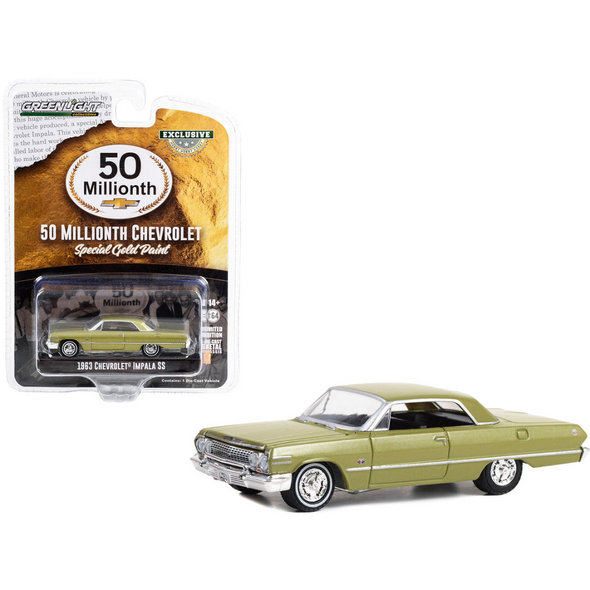 1963 Chevrolet Impala SS Gold Metallic "50 Millionth Chevrolet Produced" 1/64 Diecast Model Car by Greenlight