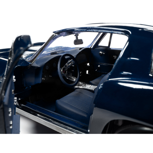 1963 Corvette Split-Window Coupe Daytona Blue Metallic 1/18 Diecast Model Car by Auto World