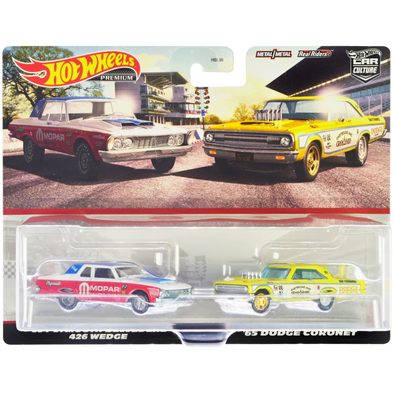1963 Plymouth Belvedere 426 Wedge "MOPAR" and 1965 Dodge Coronet "Eastbound and Crowned" Set of 2 Cars Diecast Model Cars by Hot Wheels
