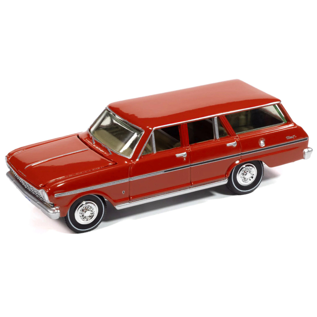 1963 Chevrolet II Nova 400 Wagon Riverside Red "Vintage Muscle" Series 1/64 Diecast Model Car