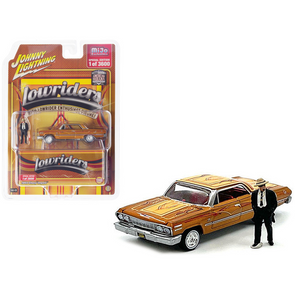 1963-chevrolet-impala-lowrider-orange-metallic-with-graphics-and-green-interior-lowriders-series-limited-edition-1-64-diecast-model-car