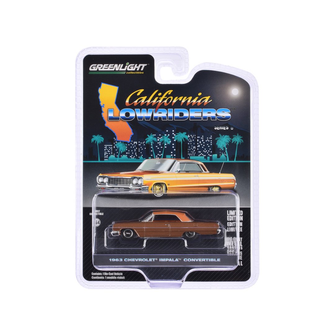 1963 Chevrolet Impala SS Convertible (Top Up) Bronze Metallic "California Lowriders" Series 6 1/64 Diecast Model Car