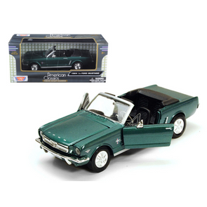 1964-1-2-ford-mustang-convertible-green-metallic-1-24-diecast-model-car