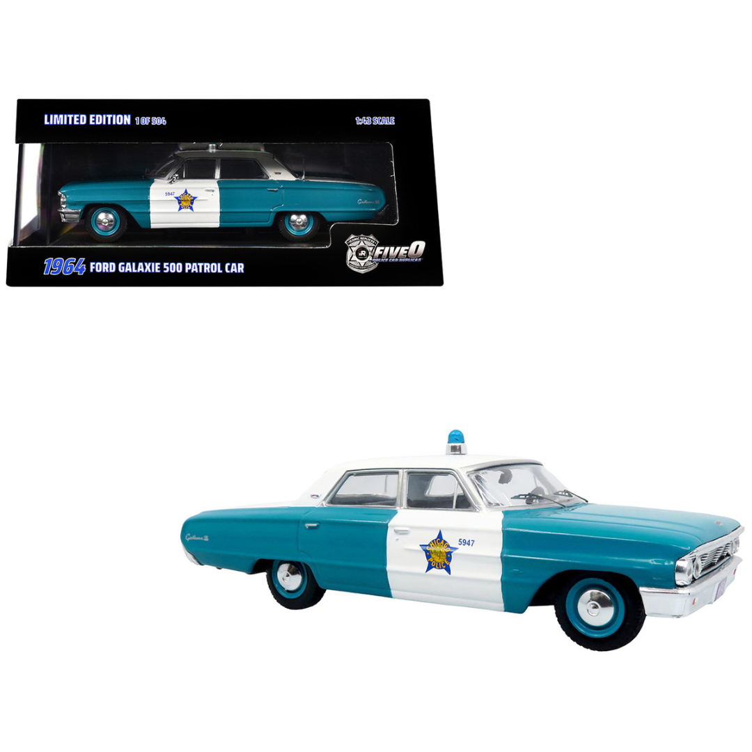 1964 Ford Galaxie 500 Police Car "Chicago Police Department" Blue and White "Five0" Series Limited Edition to 504 pieces Worldwide 1/43 Diecast Model