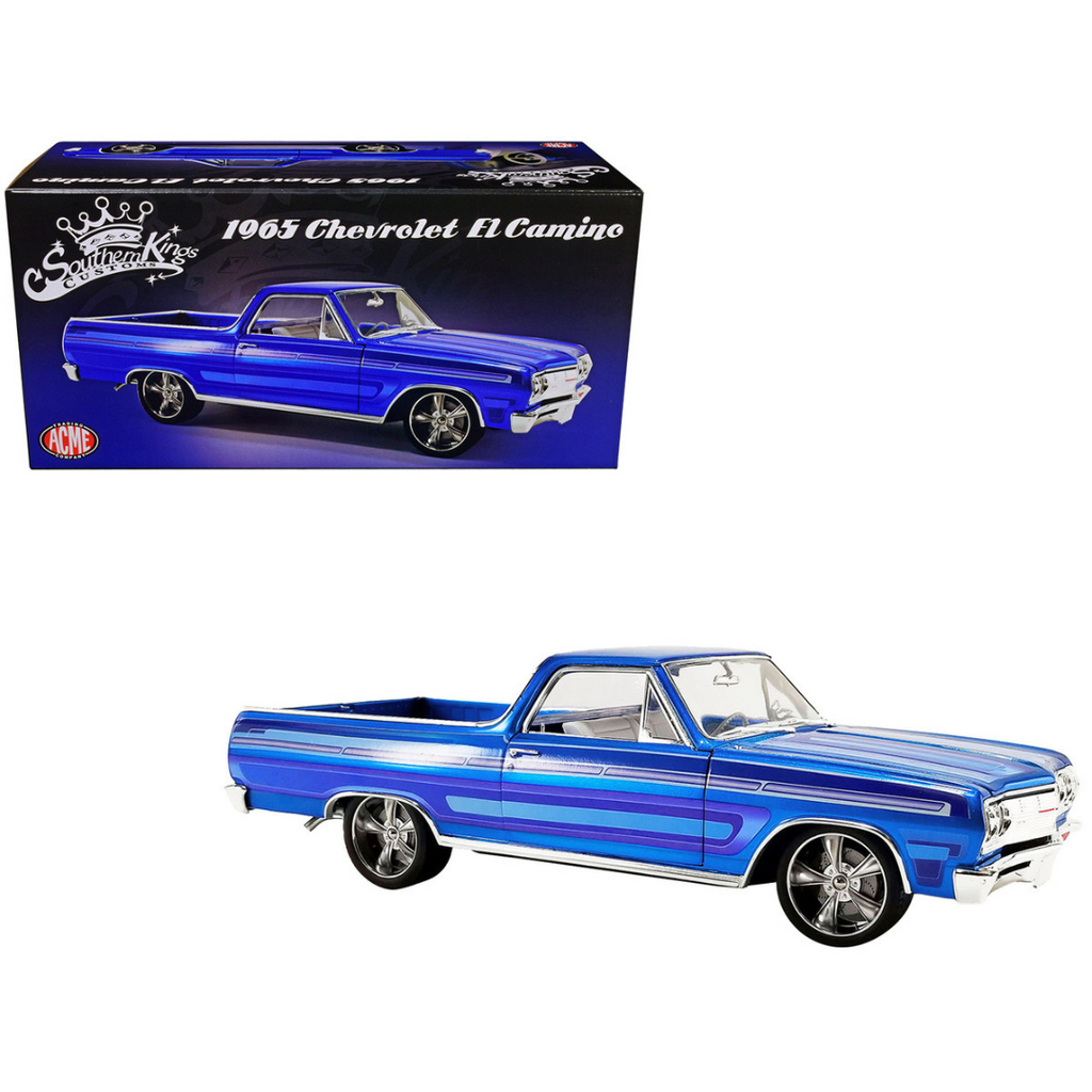 1965 Chevrolet El Camino Custom Laser Blue Metallic 1/18 Diecast Model Car  by ACME