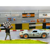 1965 Ford GT40 Raced Version "Gulf Oil" with Flag Man Figure 1/64 Diecast Model Car by Auto World