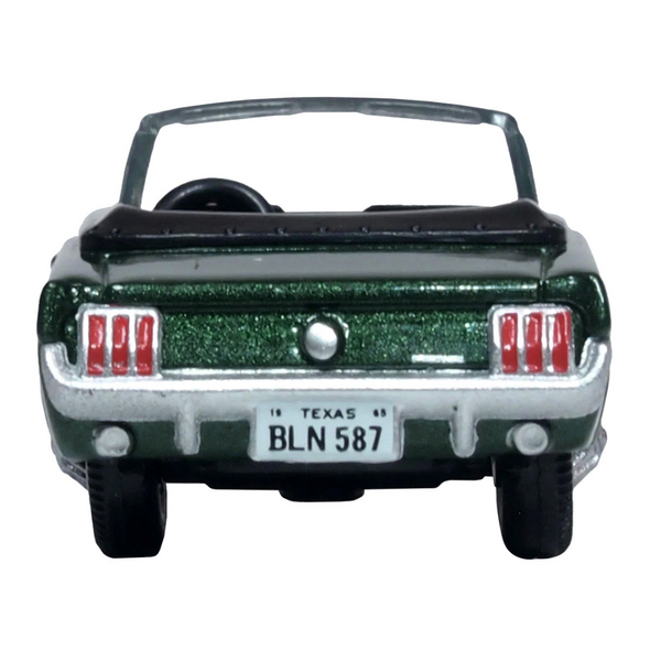 1965 Ford Mustang Convertible Ivy Green Metallic 1/87 (HO) Scale Diecast Model Car by Oxford Diecast