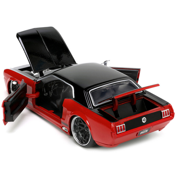 1965 Ford Mustang Custom Red and Black 1/24 Diecast Model Car by Jada