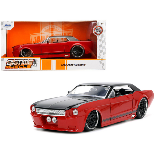 1965 Ford Mustang Custom Red and Black 1/24 Diecast Model Car by Jada