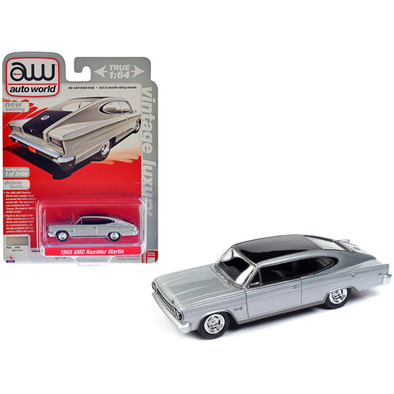 1965-amc-rambler-marlin-silver-metallic-with-black-top-vintage-luxury-limited-edition-1-64-diecast-model-car