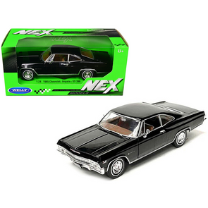 1965-chevrolet-impala-ss-396-black-with-brown-interior-nex-models-1-24-diecast-model-car