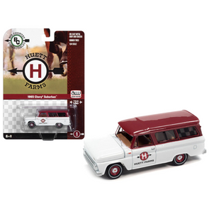 1965 Chevrolet Suburban White with Red Top "Huett Farms" "Big Country Collectibles" 2023 Release 1 1/64 Diecast Model Car by Auto World