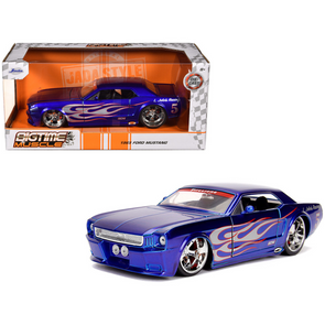 1965 Ford Mustang #5 "L. John's Racing" Candy Blue with Flame Graphics "Bigtime Muscle" Series 1/24 Diecast Model Car