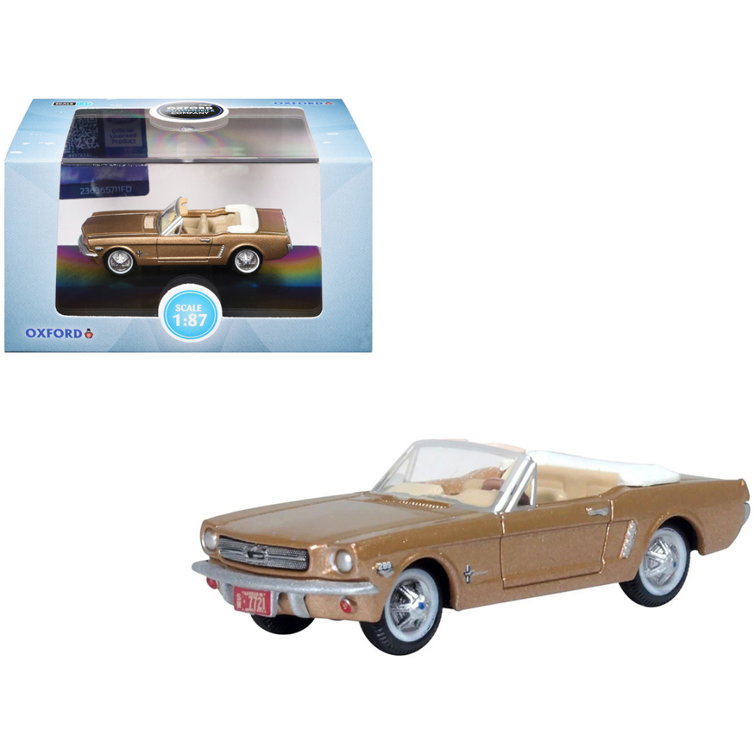 1965 Ford Mustang Convertible Prairie Bronze Metallic 1/87 (HO) Scale Diecast Model Car