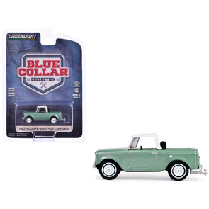 1965 Harvester Scout Half Cab Pickup Truck Aspen Green Metallic with White Top "Blue Collar Collection" Series 13 1/64 Diecast Model Car