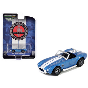 1965 Shelby Cobra 427 SC Guardsman Blue Metallic with White Stripes "Carroll Shelby Centennial" "Hobby Exclusive" Series 1/64 Diecast Model Car