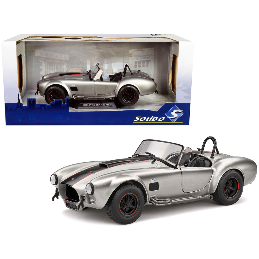 1965-shelby-ac-cobra-427-mkii-silver-with-red-and-black-stripes-1-18-diecast-model-car