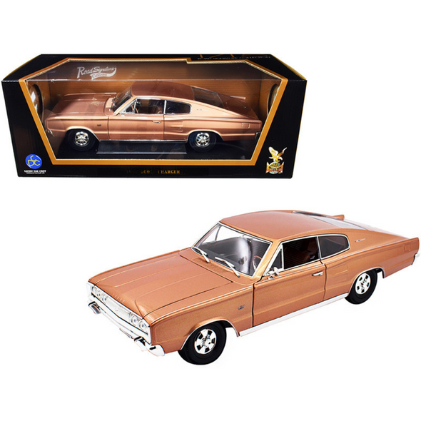 1966 Dodge Charger Bronze Metallic 1/18 Diecast Model Car by Road Signature