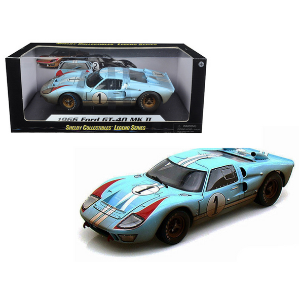 1966 Ford GT-40 MK II #1 Miles - Hulme Le Mans (Dirty Version) 1/18 Diecast Model Car by Shelby Collectibles
