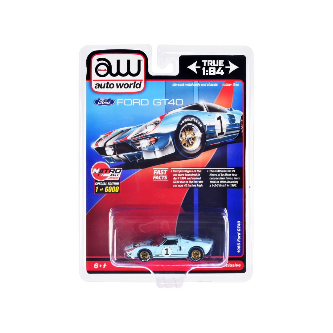 1966-ford-gt40-rhd-1-light-blue-limited-edition-1-64-diecast-model-car-by-auto-world