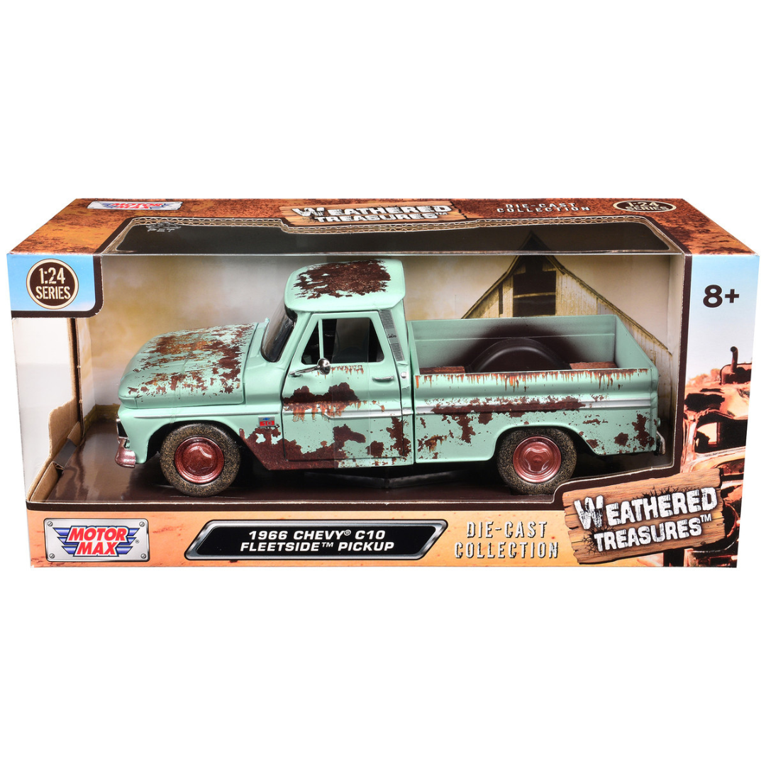 1966 Chevrolet C10 Fleetside Pickup Truck Light Green (Rusted) "Weathered Treasures" Series 1/24 Diecast Model Car