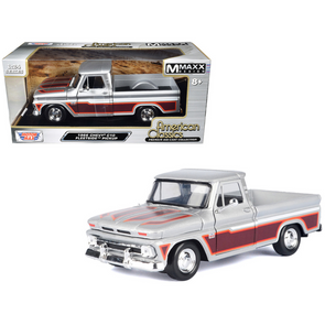 1966 Chevrolet C10 Fleetside Pickup Truck Silver Metallic with Brown Sides "American Classics" Series 1/24 Diecast