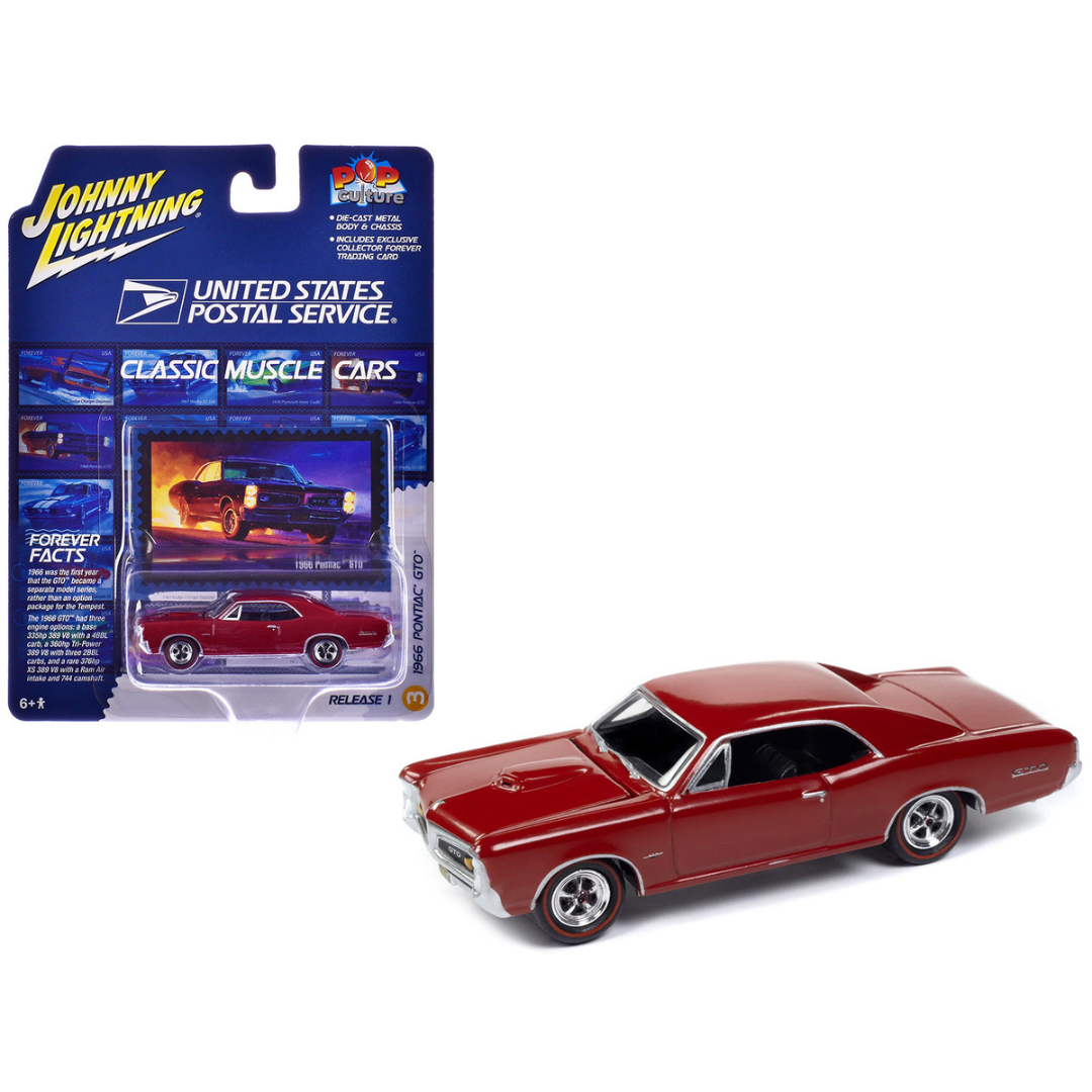 1966 Pontiac GTO Montero Red "USPS (United States Postal Service)" Pop Culture 2024 Release 1 1/64 Diecast Model Car