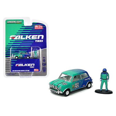 1967 Austin Mini Cooper S 1275 MKI RHD (Right Hand Drive) #22 "Falken Tires" and Driver Figure Limited Edition to 3300 pieces Worldwide 1/64 Diecast Model Car by Greenlight