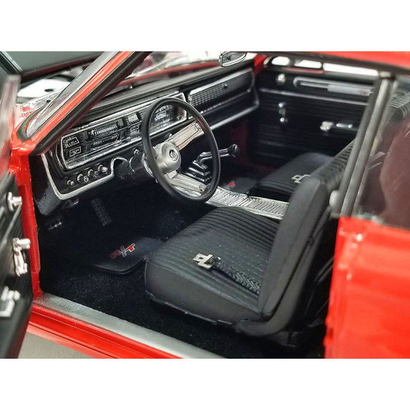 1967 Dodge Coronet R/T "Restomod" Primer Red with Black Hood Limited Edition 1/18 Diecast Model Car