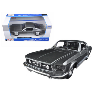1967-ford-mustang-gt-gray-metallic-with-white-stripes-1-24-diecast-model-car