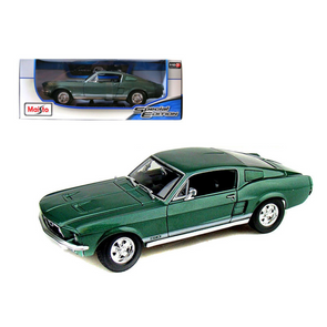 1967-ford-mustang-gta-fastback-green-metallic-with-white-stripes-1-18-diecast