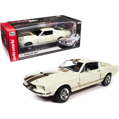 1967 Ford Mustang Shelby GT-350 Wimbledon White 1/18 Diecast Model Car by Auto World