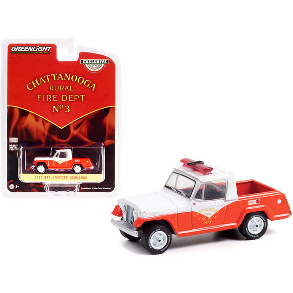 1967 Jeep Jeepster Commando Pickup Truck "Chattanooga Rural Fire Department" 1/64 Diecast Model Car by Greenlight