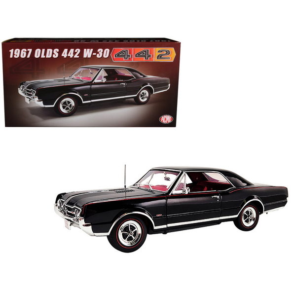 1967 Oldsmobile 442 W-30 Ebony Black 1/18 Diecast Model Car by ACME